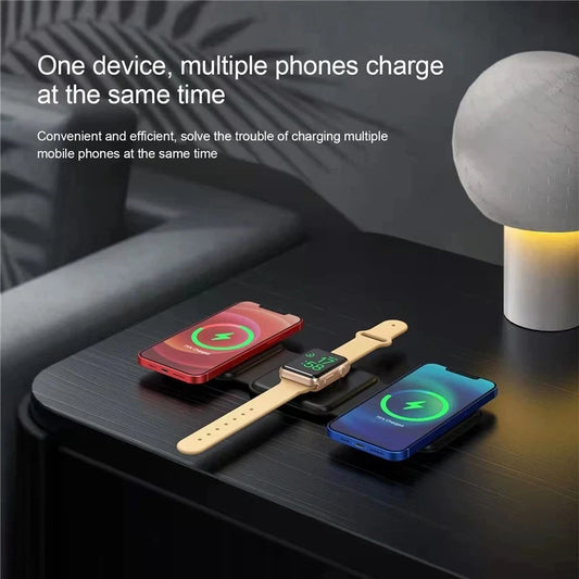 3-in-1 Foldable Magnetic Wireless Charger | 15W Fast Charge